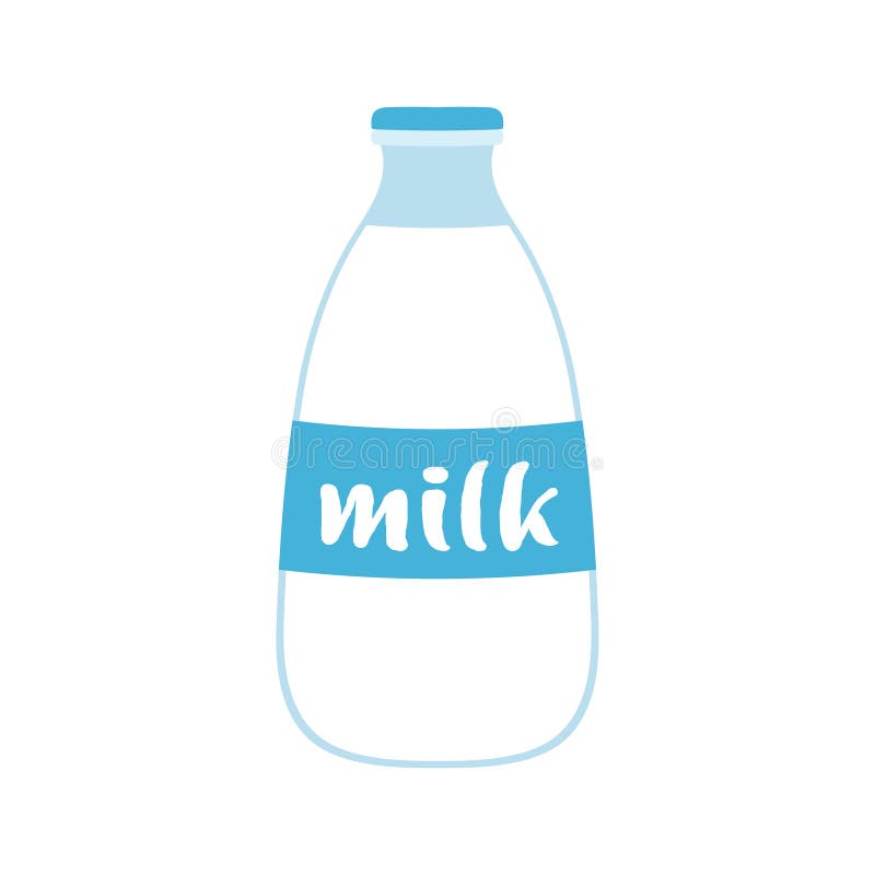Bottle of Milk Isolated on White Background, Cartoon Style Stock Vector ...