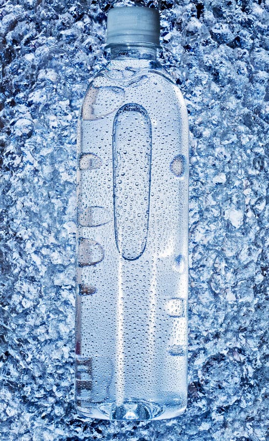Ice Cubes And Mineral Water Bottle Isolated Stock Photo Image of blue