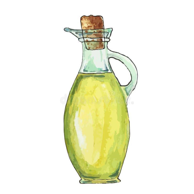 Bottle of olive oil stock vector. Illustration of painting