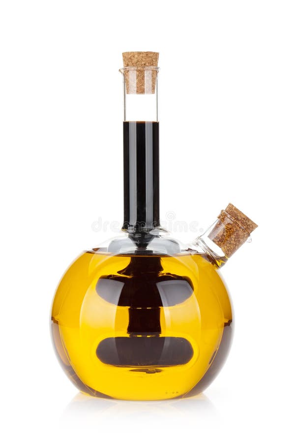 Bottle with Olive Oil and Vinegar Stock Photo Image of branch