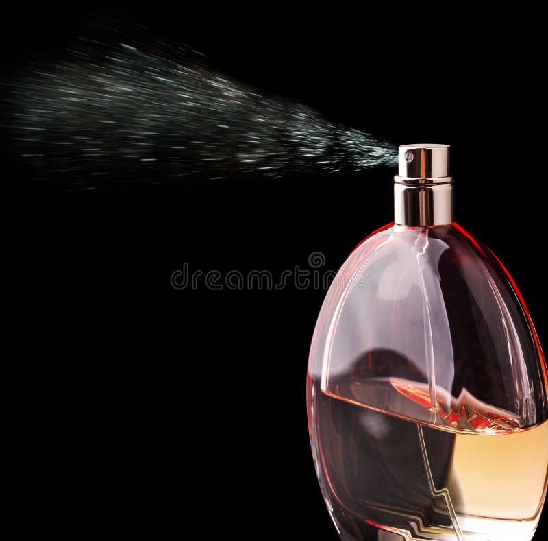 Bottle of perfume spraying stock image. Image of color - 50512207