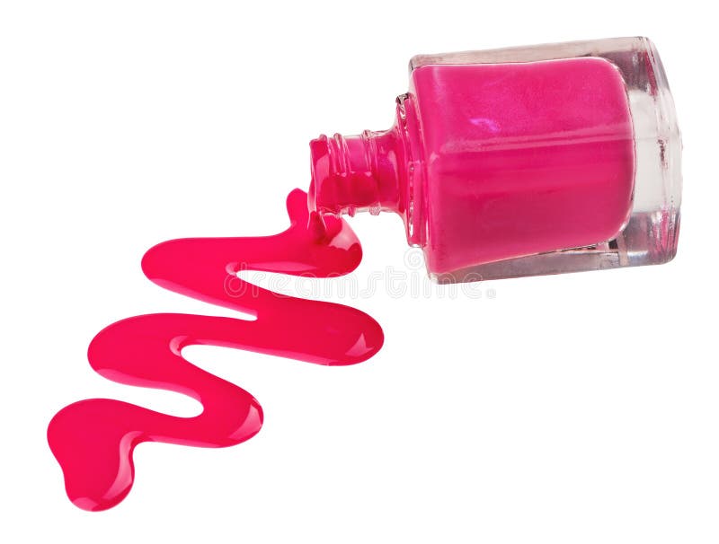 Bottle of Pink Nail Polish with Enamel Drop Samples Stock Photo Image