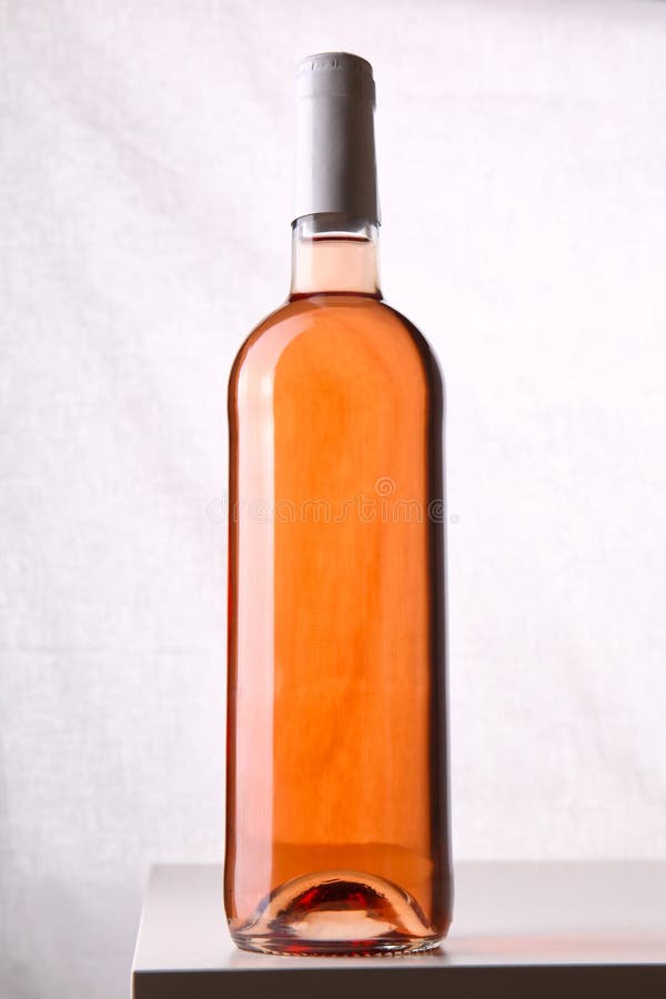 Bottle of Pink Wine on Grey Background Stock Image Image of event