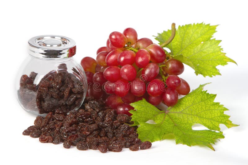 A Bottle of Raisins with Red Grapes Stock Image Image of raisins