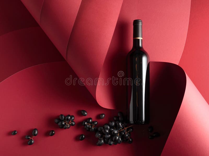 Bottle of Red Wine and Blue Grapes Stock Photo Image of celebration, 236086432
