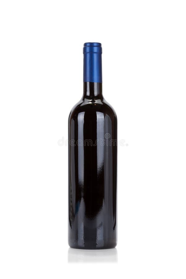 Bottle of red wine isolated on white