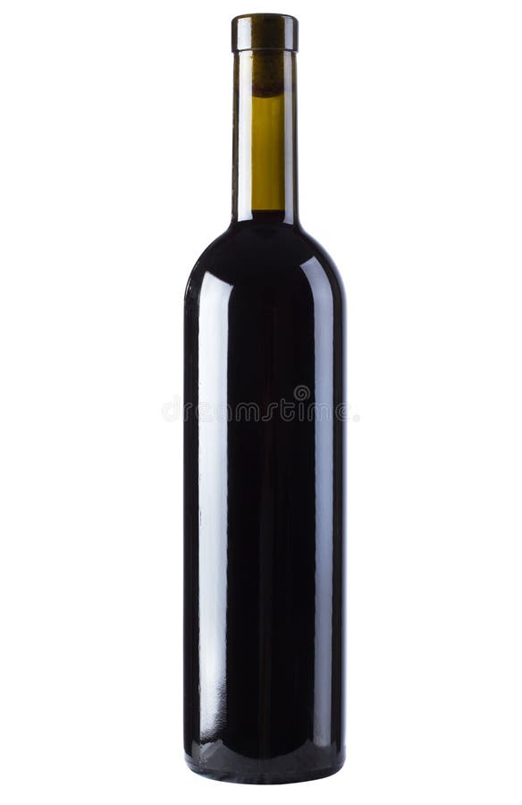 Bottle of red wine, isolated on white background