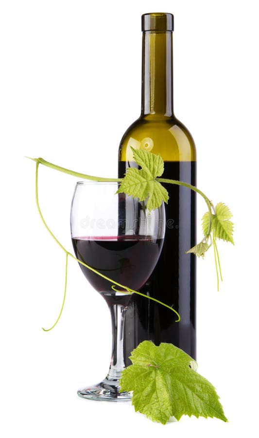 Bottle of red wine, isolated on white background