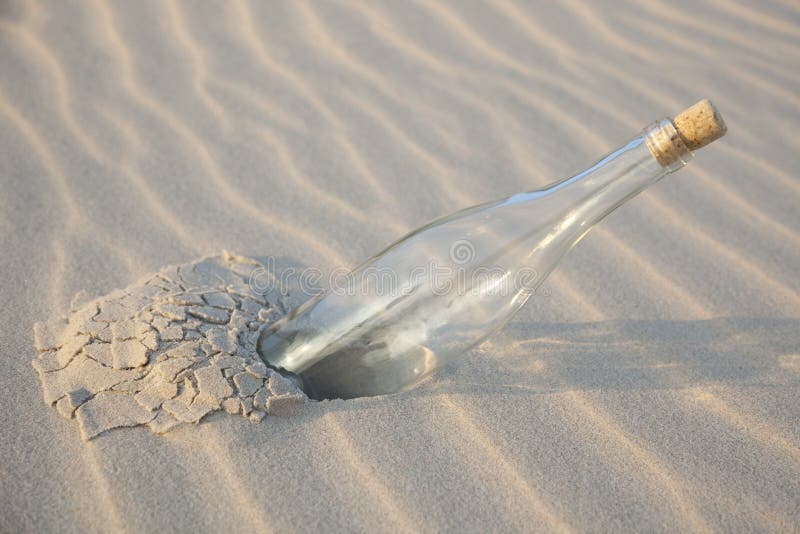 Bottle in sand stock image. Image of fragility, copy 11248457
