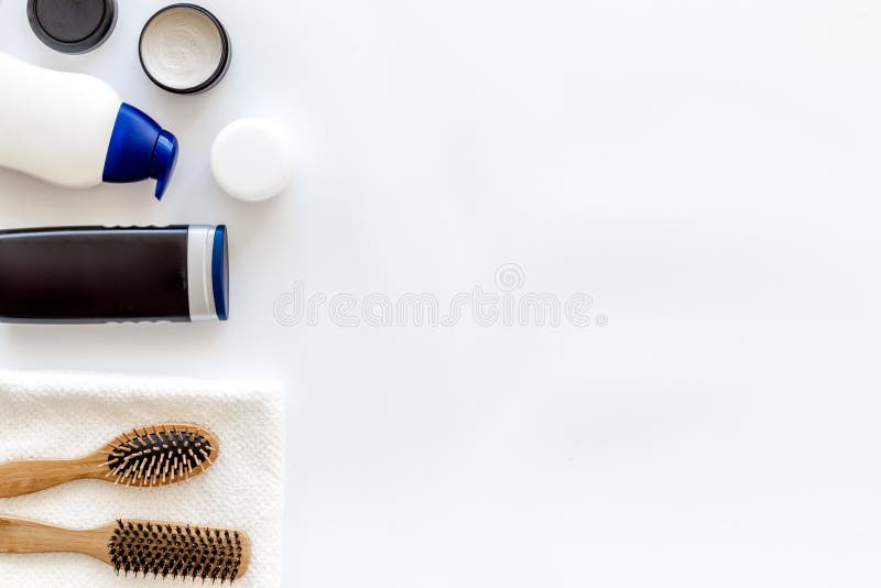Download Bottle With Shampoo, Styling, Hair Brush On White ...