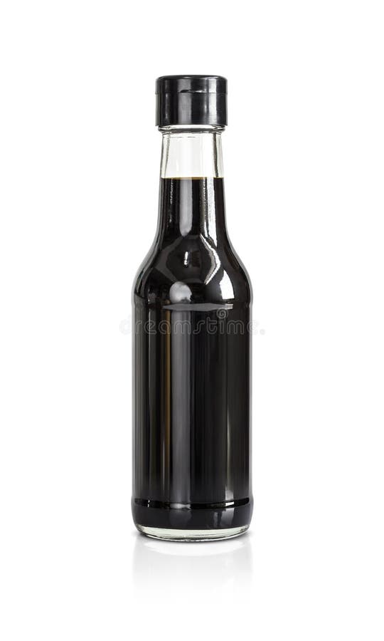 Bottle of soy bean sauce isolated on white background