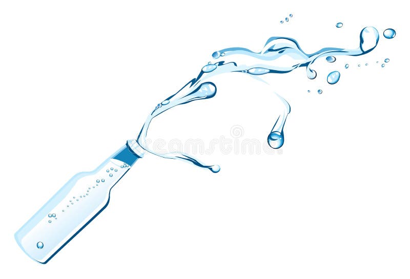 Bottle with splashing water stock illustration