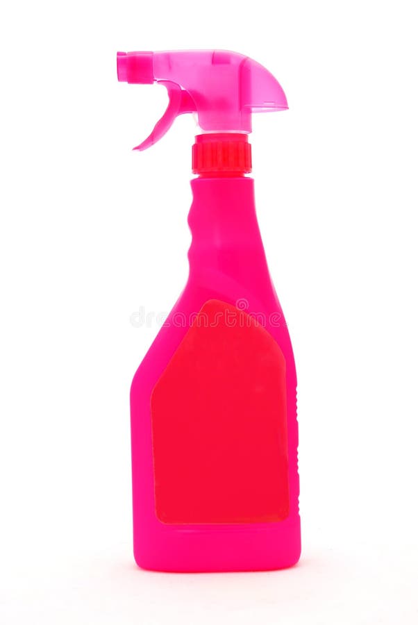 Pink spray cleaner bottle stock image. Image of essential 4312645