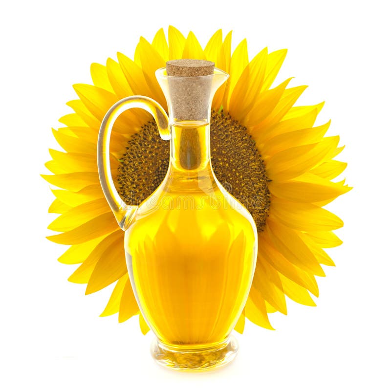Bottle of Sunflower Oil with Sunflower stock image Bottle of Sunflower Oil with Sunflower stock image