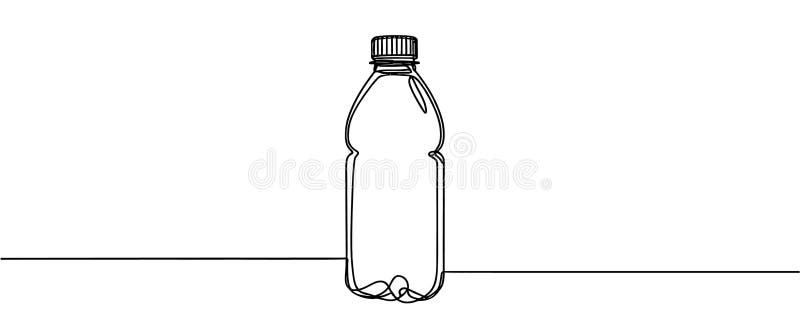Bottle of Water Continuous Drawing of a Bottle One Line Vector
