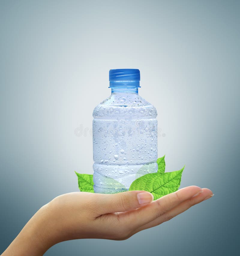 Bottle water mineral in hand