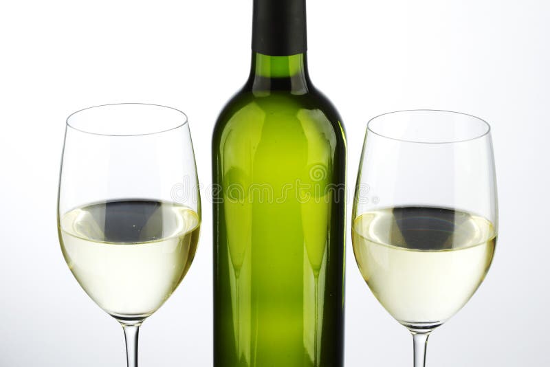 Bottle with White Wine and Glass and Grapes Stock Image Image of