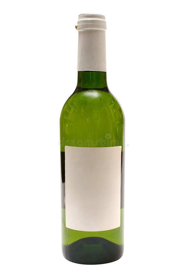 Bottle of White Wine w/ Blank Label (Path Included)