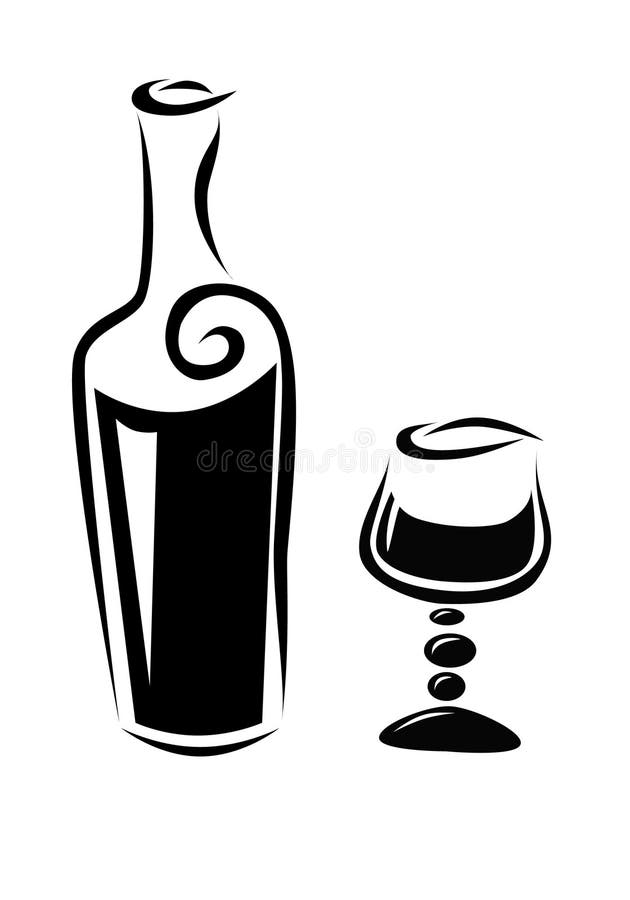 Bottle of wine and a glass royalty free illustration Bottle of wine and a glass royalty free illustration
