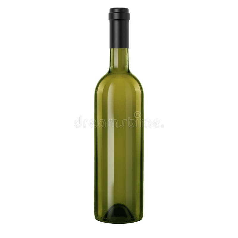 Bottle of Wine without a Label on a White Background Stock Image