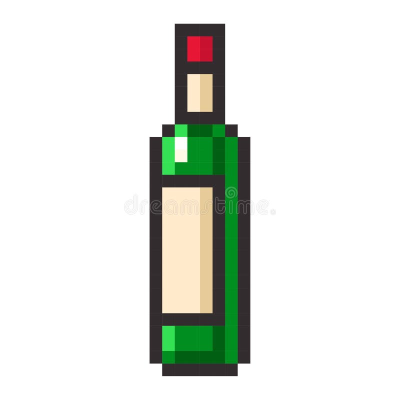 Bottle Of Wine Pixel Art Cartoon Retro Game Style Stock Vector Illustration Of Design Alcohol
