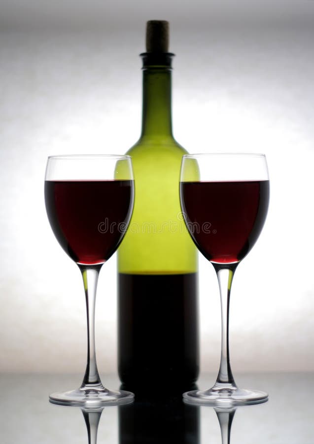 Bottle of wine and two glasses