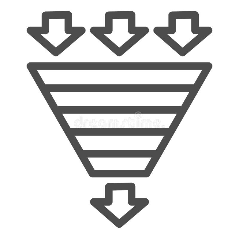 Bottleneck Chart Line Icon. Consumption Pyramid, Funnel Diagram Symbol