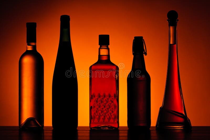 Bottles of alcoholic drinks