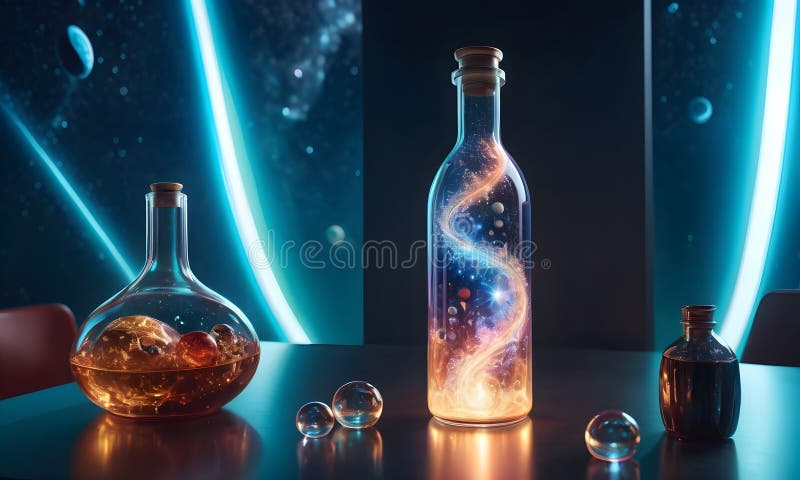 Cosmic Phenomena in Bottles royalty free stock photo