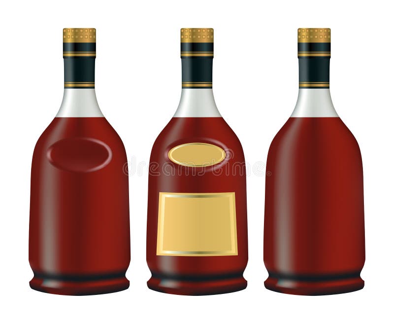 Bottles of cognac (brandy) stock vector. Illustration of elegant 32891235