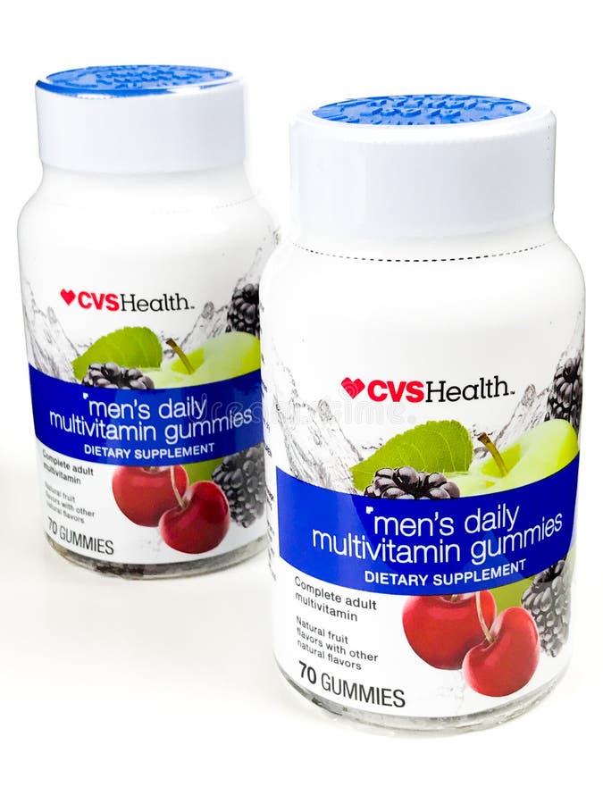 Two Bottles of CVS daily Multivitamin Gummies Editorial Photography Image of brand, dietary