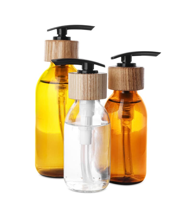 Bottles with Dispenser Caps on White Background Stock Image Image of