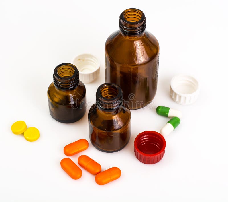Bottles of Glass and Plastic for Tablets Stock Image Image of cure