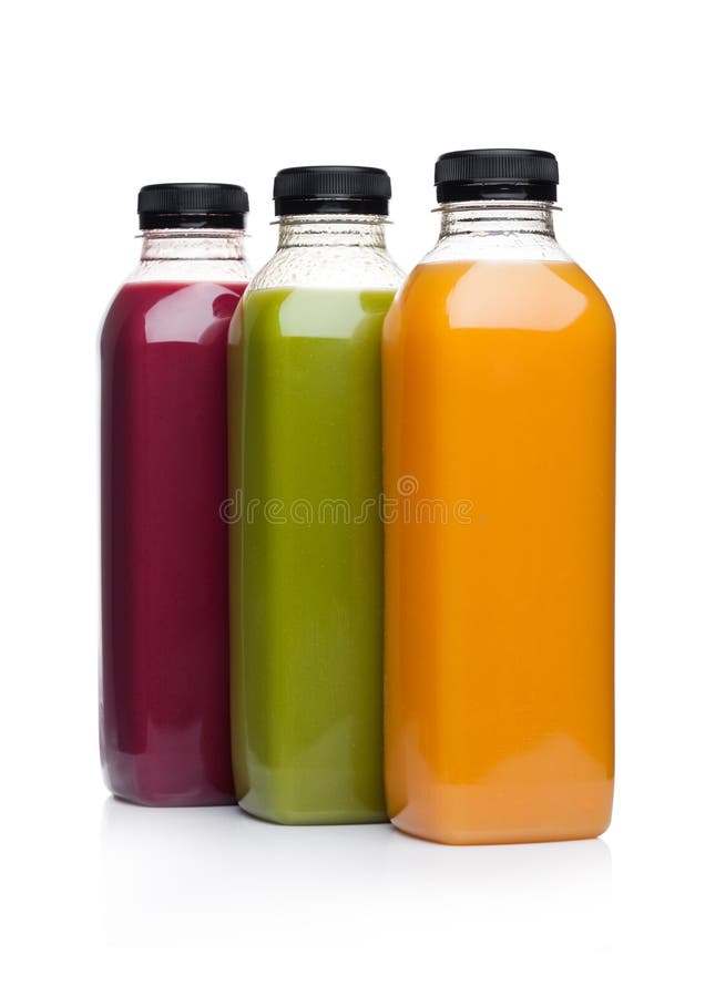 Bottles Of Multicolored Smoothies Stock Photo - Download Image Now