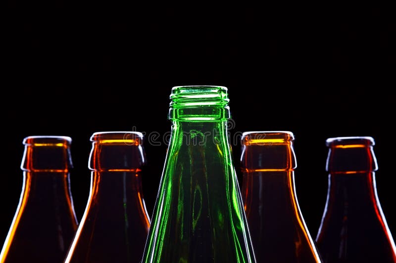 Bottles isolated on black