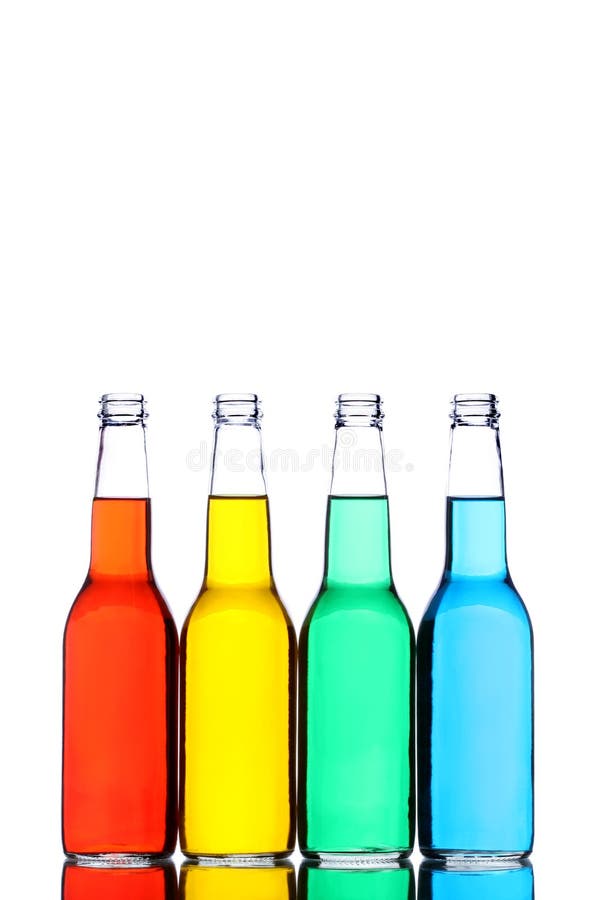 Bottles Red Yellow Green Blue Stock Photo Image Of Water Four 6263436