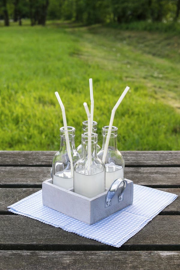 Bottles with lemonade stock photography