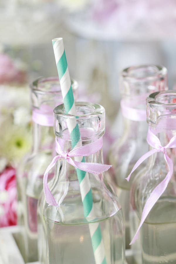 Bottles with lemonade royalty free stock photo