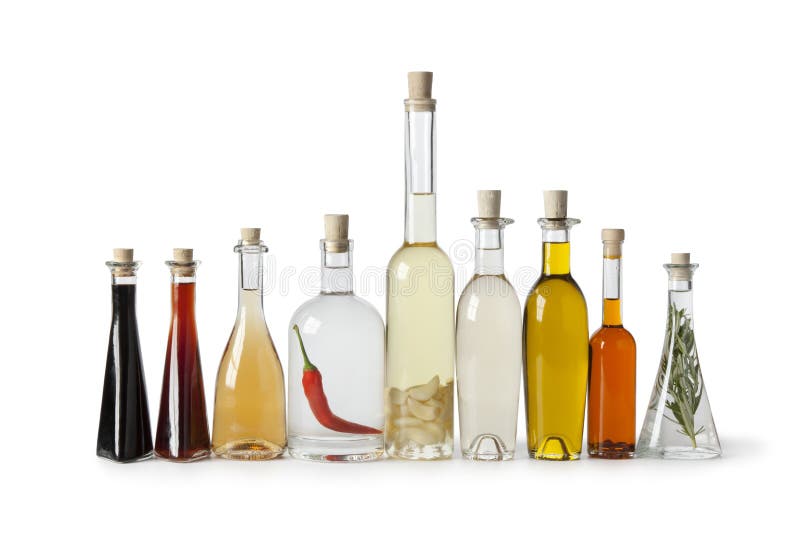 Bottles with oil and vinegar