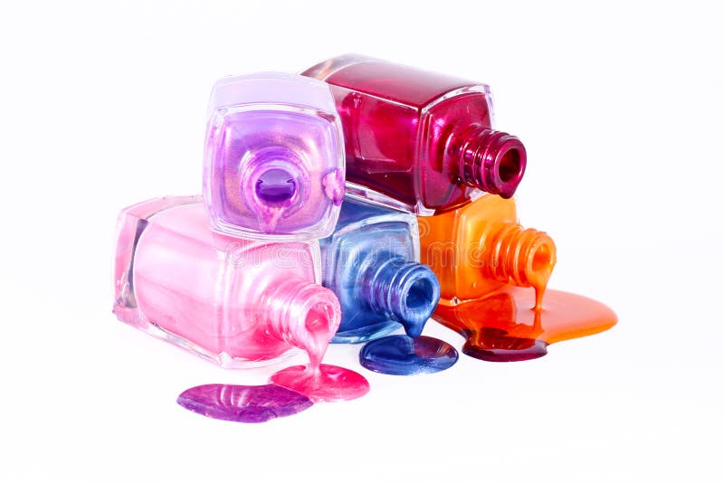 Bottles with spilled nail polish