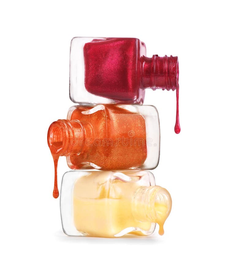 Bottles with spilled nail polish