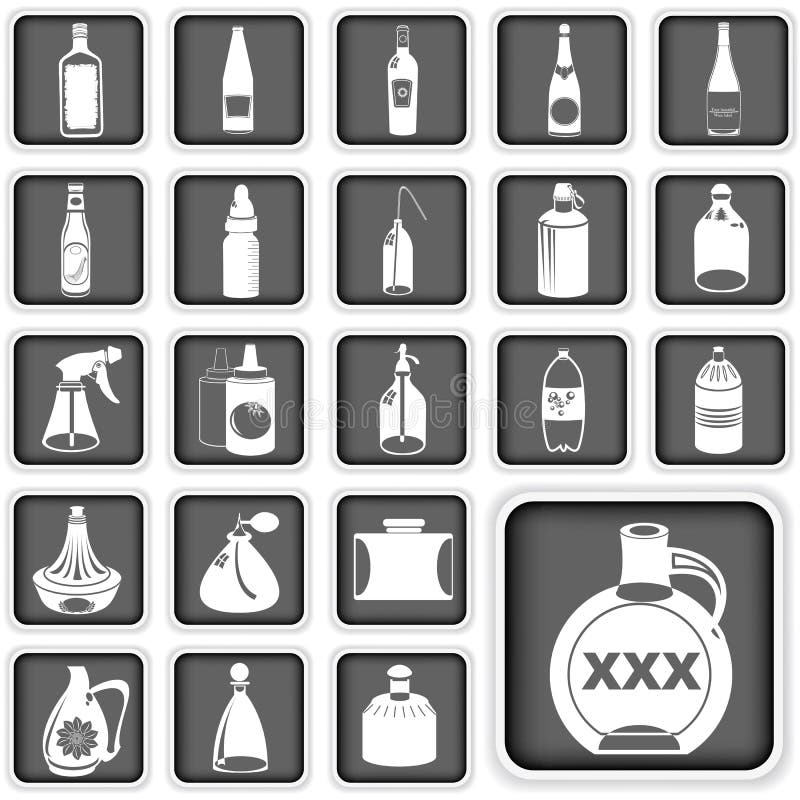 Bottles squared icons