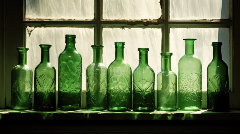 Bottles vintage green royalty free illustration