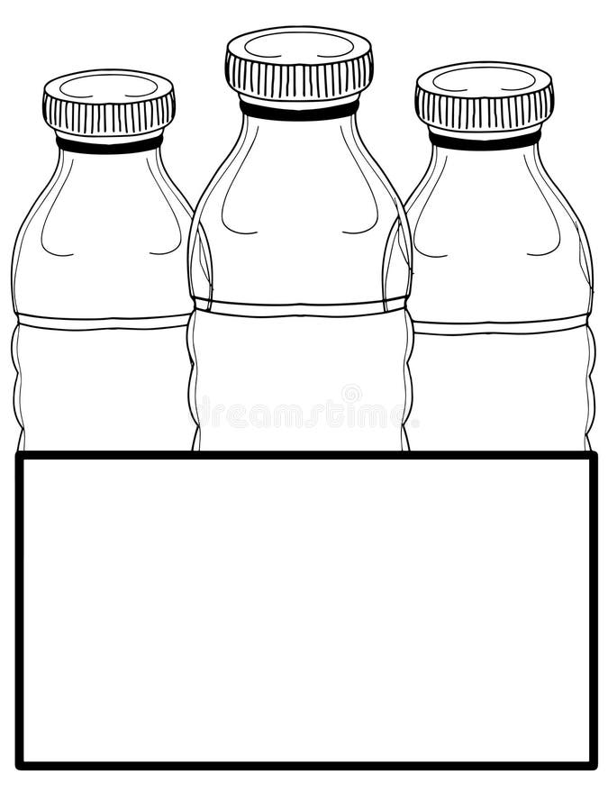 Bottle Water Cartoon Illustration Drawing and Banner Stock Illustration