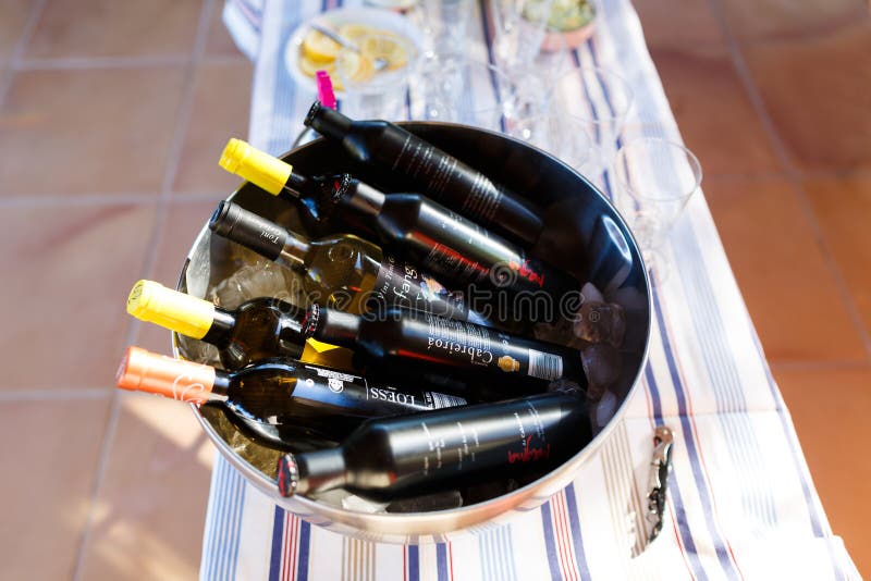 Bottles of Wine in the Sunlight Editorial Photography Image of