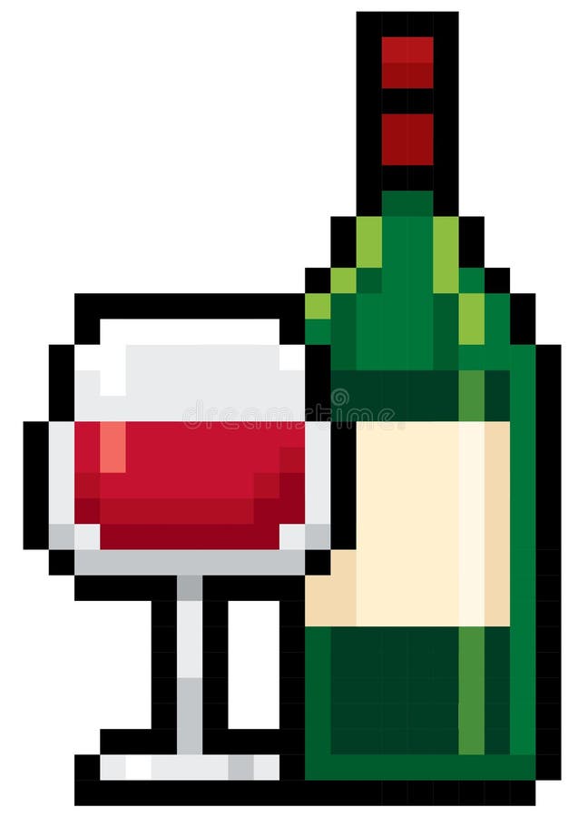 Wine bottles pixel art stock illustration. Illustration of pixel 78792347