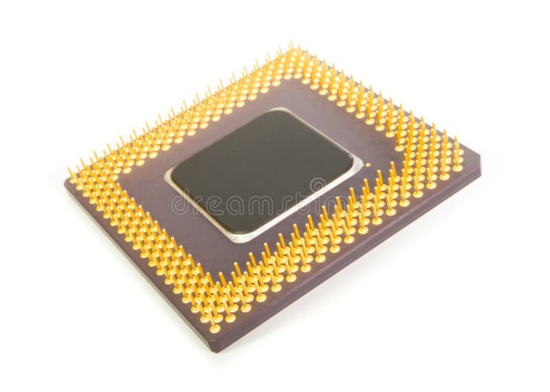 Bottom of a computer processor chip stock photo