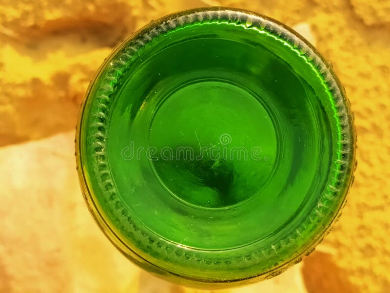 Bottom of a Green Glass Bottle Stock Photo Image of glass, india