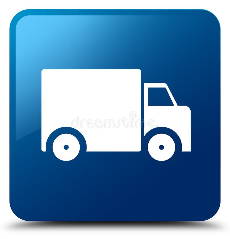 Bottone quadrato blu dell'icona del camion di consegna royalty illustrazione gratis Bottone quadrato blu dell'icona del camion di consegna royalty illustrazione gratis