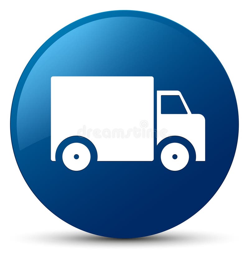 Bottone rotondo blu dell'icona del camion di consegna illustrazione vettoriale Bottone rotondo blu dell'icona del camion di consegna illustrazione vettoriale